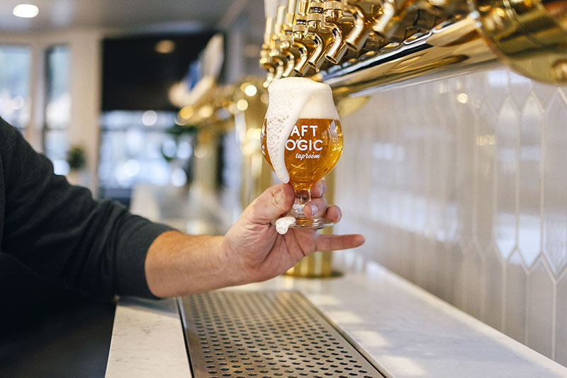 Craft & Logic’s bar features 30-plus taps and a rotating variety of unique craft beers from across the country, as well as a menu of small plates made with fresh, local ingredients.
